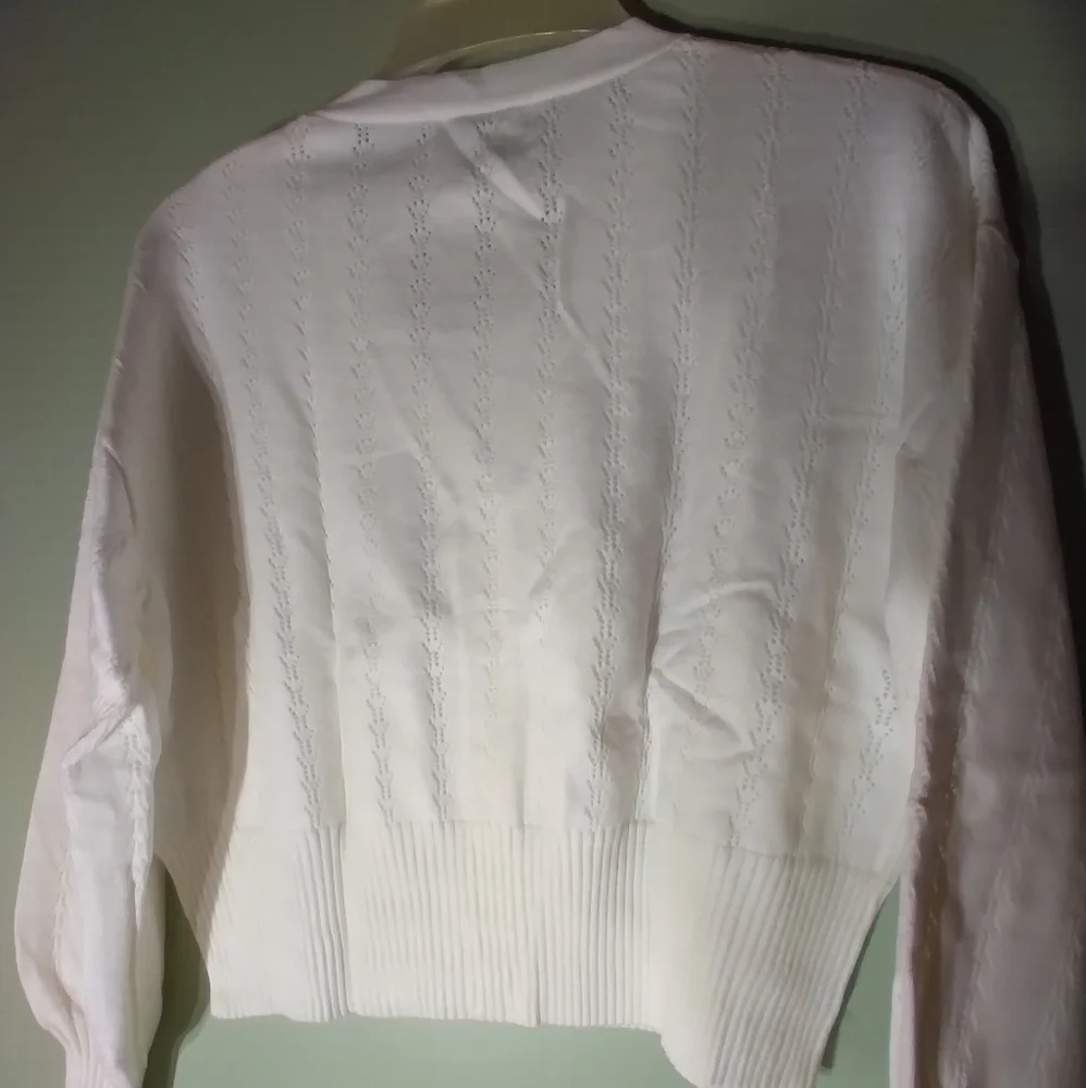 NWT Grace Karin white button down crop sweater XL - Picture 2 of 13